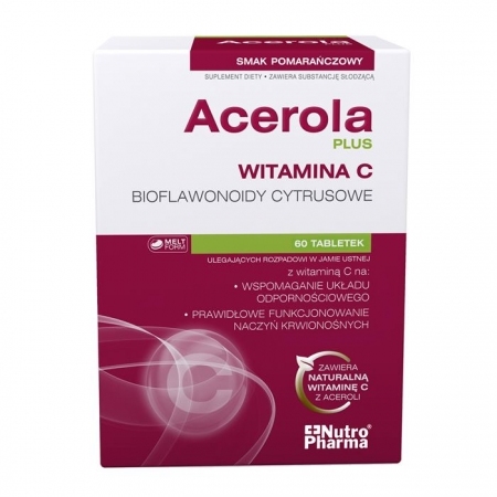 Acerola Plus (smak pomarańczowy) 60 tabletek