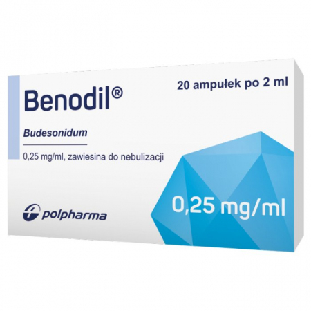 Benodil 0,25 mg/ml 20 ampułek, zawiesina do nebulizacji