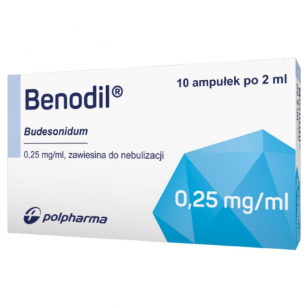 Benodil 0,25mg/ml 2ml 10 ampułek, zawiesina do nebulizacji