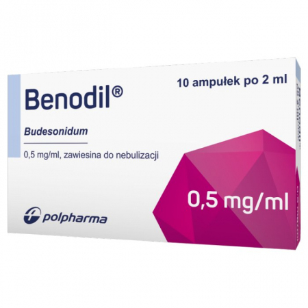 Benodil 0,5mg/ml 2 ml 10 ampułek, zawiesina do nebulizacji