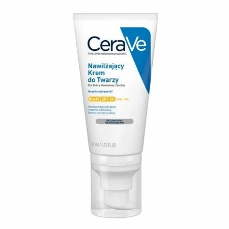 CeraVe nawilżający krem do twarzy z filtrem SPF50 bezzapachowy, 52 ml