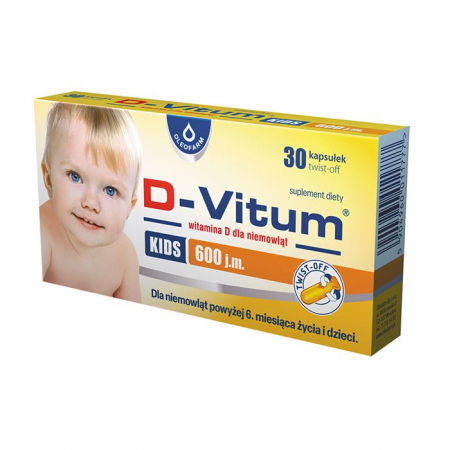 D-Vitum Kids 600 jm kapsułki z witaminą D dla dzieci powyżej 6 miesiąca, 30 szt.