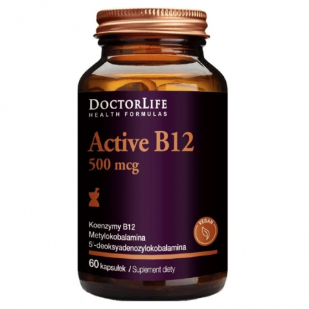 DoctorLife Active B12 500 mcg kapsułki z witaminą B12, 60 szt.