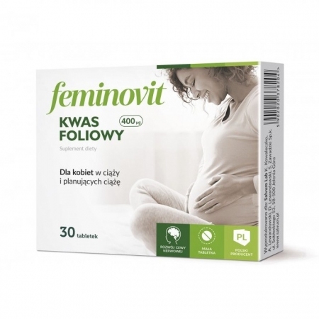 Feminovit kwas foliowy 400 mcg tabletki dla kobiet w ciąży, 30 szt.