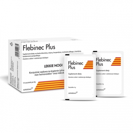 Flebinec Plus proszek w saszetkach 4g z diosminą - lekkie nogi, 14 szt.