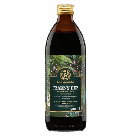 Herbal Monasterium Czarny bez 100% sok z czarnego bzu z witaminą C, 500 ml