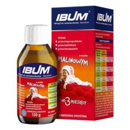 Ibum zawiesina (smak malinowy) 130 g / Ból i gorączka u dzieci