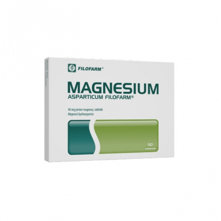 Magnesium Asparticum Filofarm 40 mg tabletki z magnezem, 50 szt.