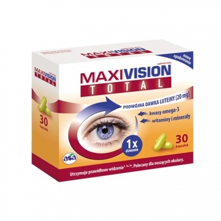 Maxivision Total kapsułki z luteiną na oczy, 30 szt.