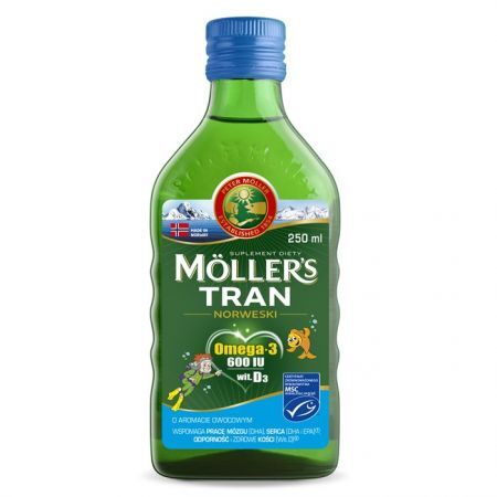 Mollers Tran Norweski w płynie o smaku owocowym na odporność, 250 ml