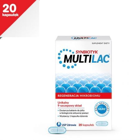 Multilac kapsułki synbiotyk (probiotyk + prebiotyk), 20 szt.