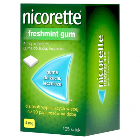 Nicorette  Freshmint Gum 4 mg lecznicze gumy do żucia, 105 szt.