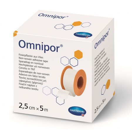OMNIPOR Plaster hipoalergiczny z białej włókniny 5m x 2,5mm 1 szt.