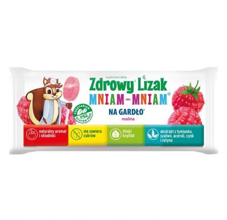Zdrowy Lizak Mniam-Mniam na gardło - smak malinowy 1 szt.