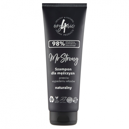 4Organic Mr.Strong Szampon przeciw wypadaniu włosów o zapachu paczuli i drzewa sandałowego 250 ml
