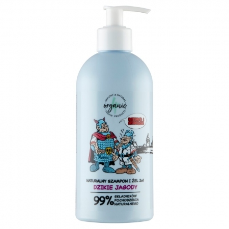 4Organic Naturalny szampon i żel do mycia dla dzieci 2w1 Kajko i Kokosz Dzikie jagody 350ml