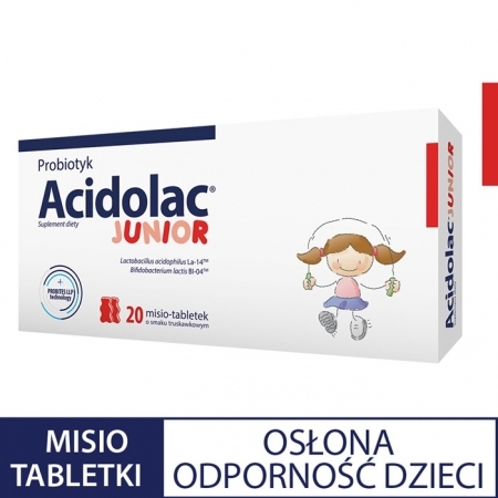Acidolac Junior o smaku truskawkowym 20 misio-tabletek