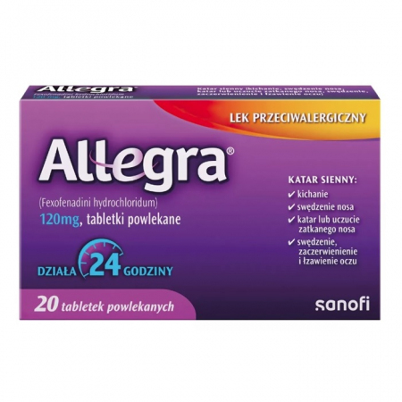Allegra 120 mg tabletki powlekane przeciwalergiczne, 20 szt.