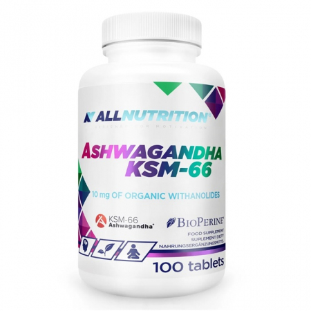 Allnutrition Ashwagandha KSM-66 tabletki poprawiające koncentrację, 100 szt.