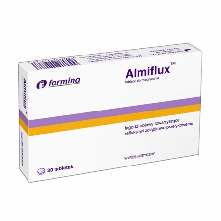 Almiflux tabletki do rozgryzienia na nadkwaśność i zgagę, 20 szt.