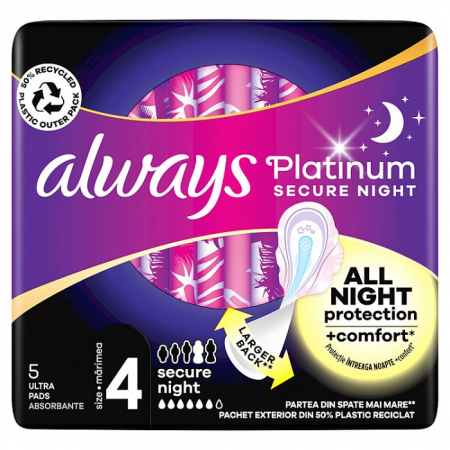 Always Ultra Platinum Night podpaski ze skrzydełkami rozmiar 4, 5 szt.