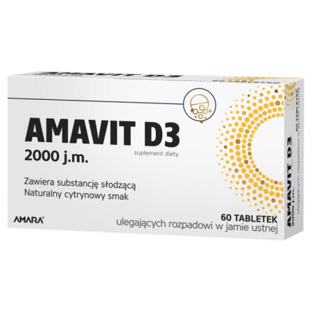 Amavit D3 2000j.m. 60 tabletek ulegających rozpadowi w jamie ustnej