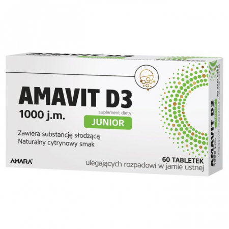 Amavit D3 Junior 1000 j.m. 60 tabletek ulegających rozpadowi w jamie ustnej