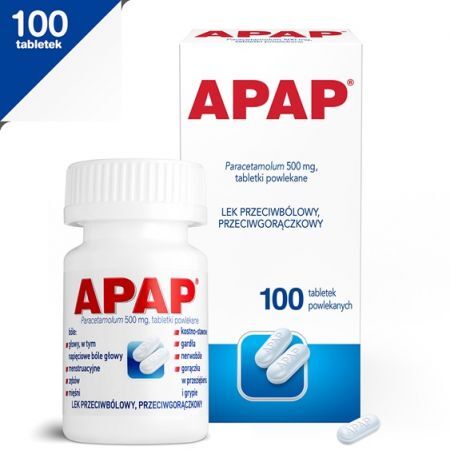 Apap 500 mg 100 tabletek powlekanych