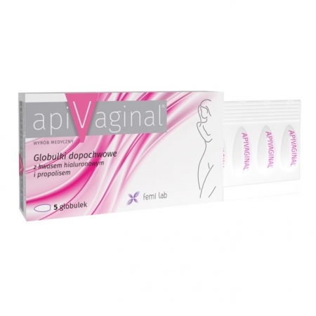 Apivaginal globulki dopochwowe z kwasem hialuronowym i propolisem, 5 szt.