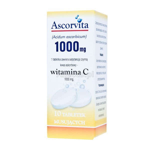 Ascorvita 1 g 10 tabl. - gorączka - Przeziębienie i grypa - Leki i ...