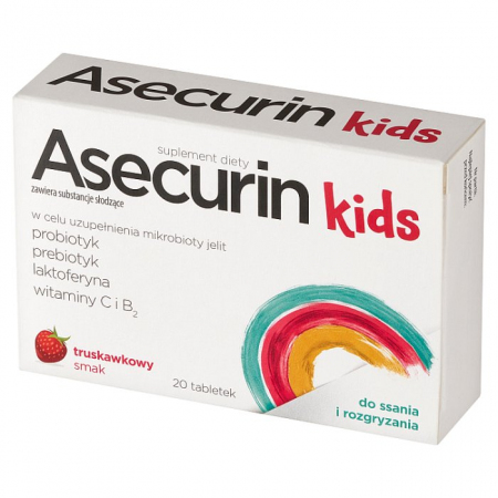 Asecurin Kids tabletki do ssania z witaminą C i B2, 20 szt.