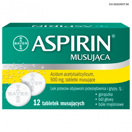 Aspirin BAYER 12 tabletek musujących / Przeziębienie