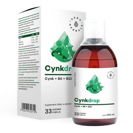Aura Herbals Cynkodrop Cynk + B6 + B12 w płynie 500 ml