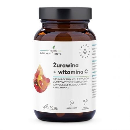 Aura Herbals Żurawina 800 mg + Witamina C 60 kapsułek