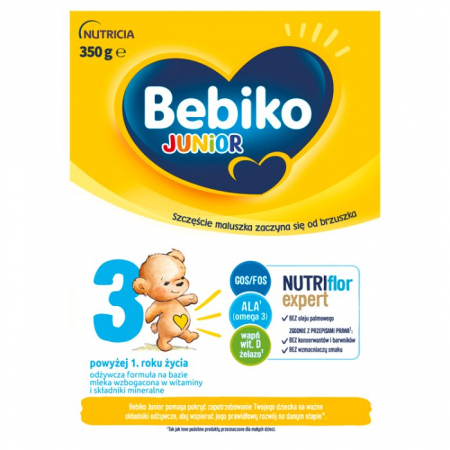 Bebiko Junior 3 NUTRIflor Expert Odżywcza formuła na bazie mleka dla dzieci powyżej 1. roku życia 350 g