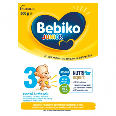 Bebiko Junior 3 NUTRIflor Expert Odżywcza formuła na bazie mleka dla dzieci powyżej 1. roku życia 600 g