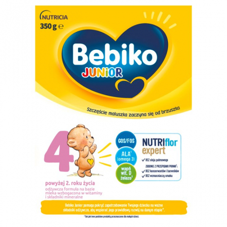 Bebiko Junior 4 NUTRIflor Expert Odżywcza formuła na bazie mleka dla dzieci powyżej 2. roku życia 350 g