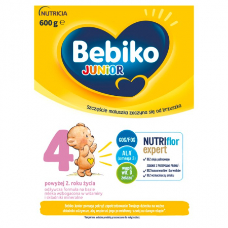 Bebiko Junior 4 NUTRIflor Expert Odżywcza formuła na bazie mleka dla dzieci powyżej 2. roku życia 600 g