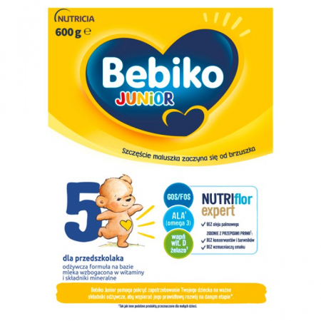 Bebiko Junior 5 NUTRIflor Expert Odżywcza formuła na bazie mleka dla przedszkolaka 600 g