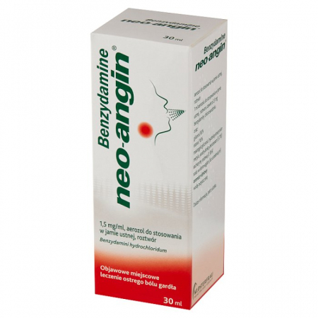 Benzydamine neo-angin 1,5 mg/ml aerozol do stosowania w jamie ustnej 30 ml