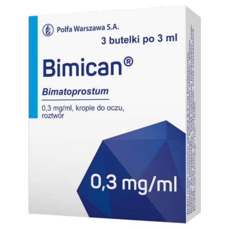 Bimican 0,3 mg/ml 3 butelki po 3 ml krople do oczu