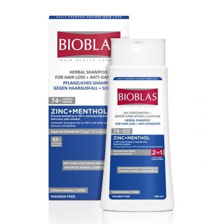 Bioblas Cynk+Mentol Ziołowy szampon przeciwłupieżowy z odżywką 360 ml