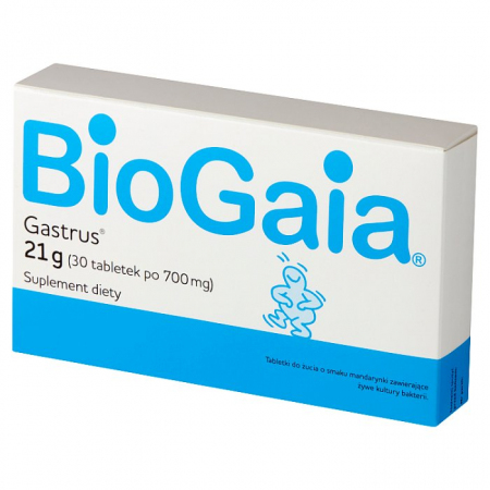 BioGaia Gastrus tabletki do żucia probiotyczne o smaku mandarynki. 30 szt.