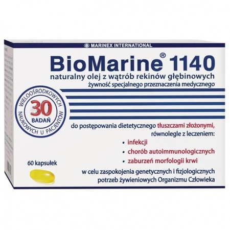 BioMarine 1140 kapsułki z olejem z wątroby rekinów głębinowych, 60 szt.