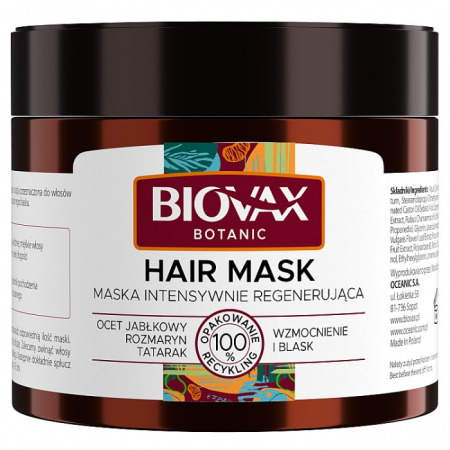 BIOVAX Botanic Maska do włosów - Ocet jabłkowy, rozmaryn 250 ml
