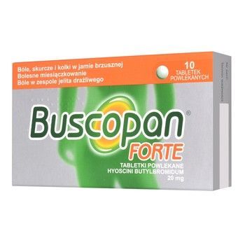 Buscopan Forte 20 mg 10 tabletek drażowanych / Ból brzucha