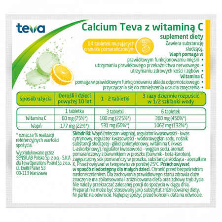 Calcium C Pliva (smak pomarańczowy) 12 tabl. + 2 tabl. GRATIS!!!