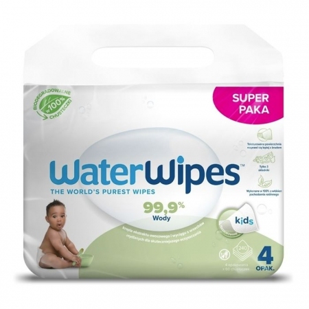 WaterWipes Soapberry Bio chusteczki nawilżane wodne od urodzenia, 4 x 60 szt.