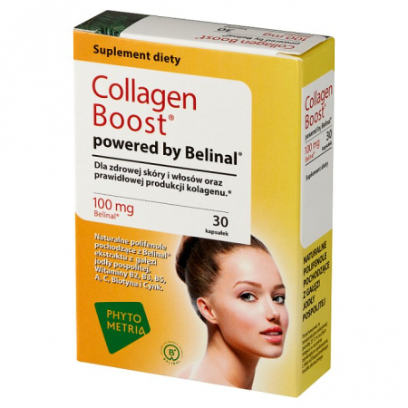 Collagen Boost powered by Belinal kapsułki na zdrową skórę i włosy, 30 szt.