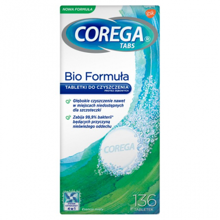 Corega Tabs Bio Formula 136 tabletek do czyszczenia protez